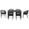 Zahradní jídelní souprava 7 pcs Černá Poly ratan 3378824