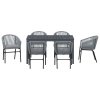 Zahradní jídelní souprava 7 pcs Šedá Poly ratan 3378826