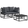 Sada zahradních pohovek s polštářem 3 pcs Černá Hliník 3378839