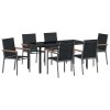 Zahradní jídelní souprava 7 pcs Černá Textilene a ocel 3379090