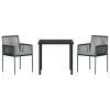 Zahradní jídelní souprava 3 pcs Černá Poly ratan 3379107