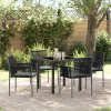 Zahradní jídelní souprava 5 pcs Černá Poly ratan 3379108