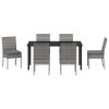 Zahradní jídelní souprava 7 pcs Šedá Poly ratan 3379216