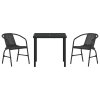 Zahradní jídelní souprava 3 pcs Černá Poly ratan 3379380
