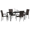Zahradní jídelní souprava 5 pcs Hnědá Poly ratan 3379397
