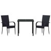 Zahradní jídelní souprava 3 pcs Černá Poly ratan 3379401