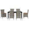 Zahradní jídelní souprava s polštářem 7 pcs Šedá Poly ratan 3379433