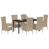 Zahradní jídelní souprava s polštářem 7 pcs Béžová polyratan 3379461