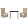 Zahradní jídelní souprava s polštářem 3 pcs Béžová polyratan 3379464