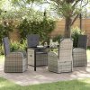 Zahradní jídelní souprava s polštářem 5 pcs Šedá polyratan 3379480