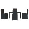 Zahradní jídelní souprava s polštářem 5 pcs Černá polyratan 3379508