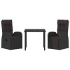Zahradní jídelní souprava s polštářem 3 pcs Černá polyratan 3379513