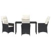 Zahradní jídelní souprava s polštářem 5 pcs Černá Poly ratan 3379536