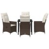 Zahradní jídelní souprava s polštářem 5 pcs Hnědá Poly ratan 3379542