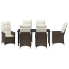 Zahradní jídelní souprava s polštářem 7 pcs Hnědá Poly ratan 3379545