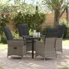 Zahradní jídelní souprava s polštářem 5 pcs Šedá Poly ratan 3379549
