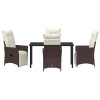 Zahradní jídelní souprava s polštářem 5 pcs Hnědá Poly ratan 3379571