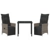 Zahradní jídelní souprava s polštářem 3 pcs Šedá Poly ratan 3379576