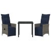 Zahradní jídelní souprava 3 pcs Šedá polyratan 3379597