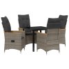 Zahradní jídelní souprava s polštářem 5 pcs Šedá Poly ratan 3379619