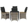 Zahradní jídelní souprava s polštářem 5 pcs Šedá Poly ratan 3379619