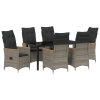 Zahradní jídelní souprava s polštářem 7 pcs Šedá Poly ratan 3379622