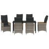 Zahradní jídelní souprava s polštářem 7 pcs Šedá Poly ratan 3379622