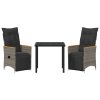 Zahradní jídelní souprava s polštářem 3 pcs Šedá Poly ratan 3379625
