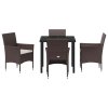 Zahradní jídelní souprava s polštářem 5 pcs Hnědá Poly ratan 3379745