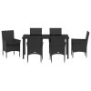 Zahradní jídelní souprava s polštářem 7 pcs Černá Poly ratan 3379776