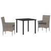 Zahradní jídelní souprava s polštářem 3 pcs Šedá Poly ratan 3379786