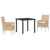 Zahradní jídelní souprava s polštářem 3 pcs Béžová Poly ratan 3379800