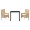 Zahradní jídelní souprava s polštářem 3 pcs Béžová Poly ratan 3379800
