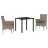Zahradní jídelní souprava s polštářem 3 pcs Šedá Poly ratan 3379849
