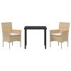 Zahradní jídelní souprava s polštářem 3 pcs Béžová Poly ratan 3379856