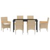 Zahradní jídelní souprava s polštářem 7 pcs Béžová Poly ratan 3379860