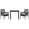 Zahradní jídelní souprava s polštářem 3 pcs Černá Poly ratan 3379863