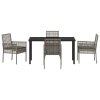 Zahradní jídelní souprava s polštářem 5 pcs Šedá Poly ratan 3379879