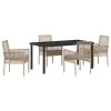 Zahradní jídelní souprava s polštářem 5 pcs Béžová Poly ratan 3379887