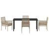 Zahradní jídelní souprava s polštářem 5 pcs Béžová Poly ratan 3379887