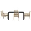 Zahradní jídelní souprava s polštářem 5 pcs Béžová Poly ratan 3379894