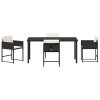 Zahradní jídelní souprava s polštářem 5 pcs Černá Poly ratan 3380006