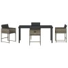 Zahradní jídelní souprava s polštářem 5 pcs Šedá Poly ratan 3380014