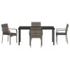 Zahradní jídelní souprava s polštářem 5 pcs Šedá Poly ratan 3380095