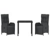 Zahradní jídelní souprava s polštářem 3 pcs Černá Poly ratan 3380120