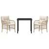 Zahradní jídelní souprava s polštářem 3 pcs Béžová Poly ratan 3380225