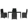 Zahradní jídelní souprava s polštářem 5 pcs Černá polyratan 3380263