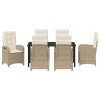 Zahradní jídelní souprava s polštářem 7 pcs Béžová polyratan 3380285