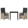 Zahradní jídelní souprava 3 pcs Světle šedá polyratan 3380295
