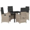 Zahradní jídelní souprava 5 pcs Světle šedá polyratan 3380296